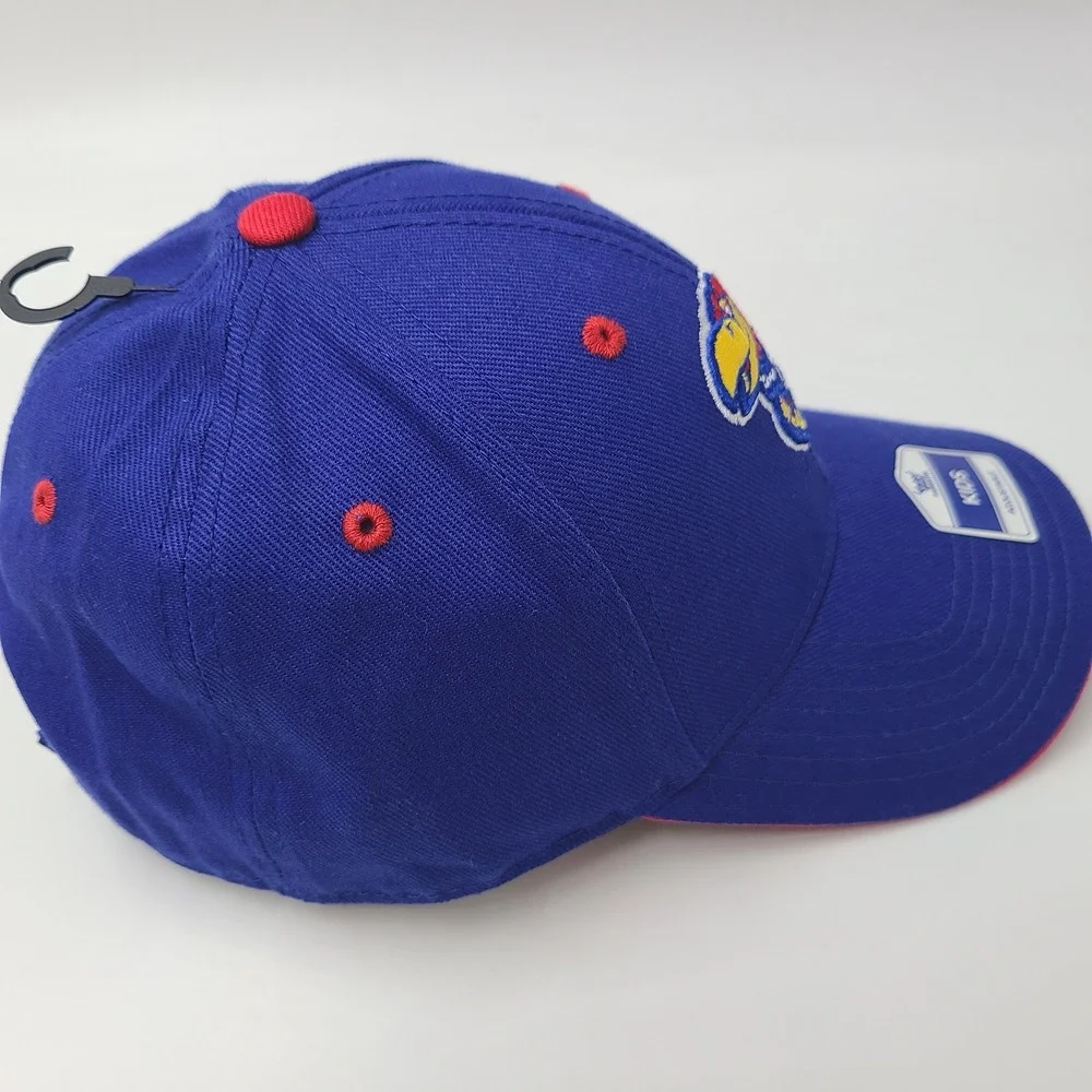 Kids Kansas Jayhawks Hat Adjustable Fan Favorite Blue Red NCAA University Boys